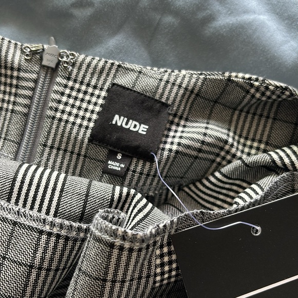 NUDE - black and white plaid mini dress with tie detail and open back - Picture 6 of 6